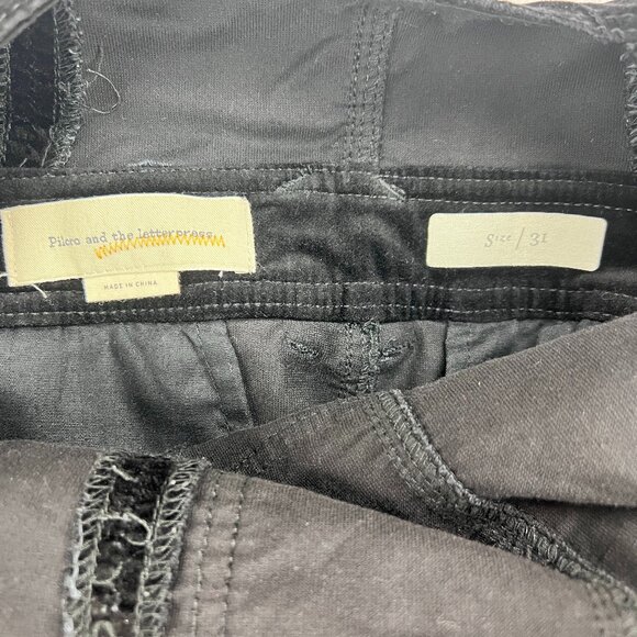 Anthropologie Pilcro Velvet Bell Bottom Black Overalls Size 31 - Picture 5 of 6